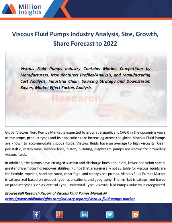 Market Revenue Viscous Fluid Pumps Industry Analysis, Size 2022