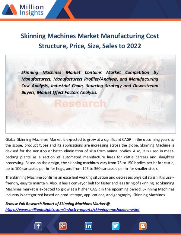 Market Revenue Skinning Machines Market Manufacturing Cost 2022