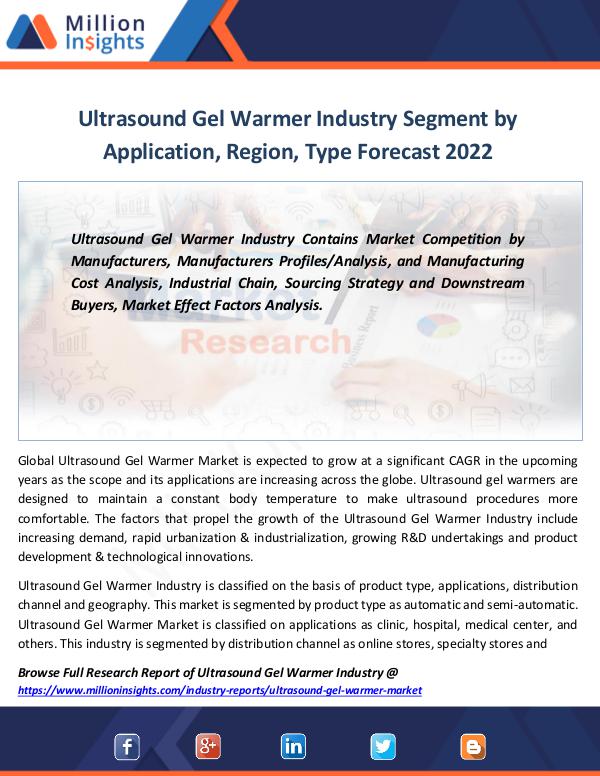 Market Revenue Ultrasound Gel Warmer Industry Segment by 2022