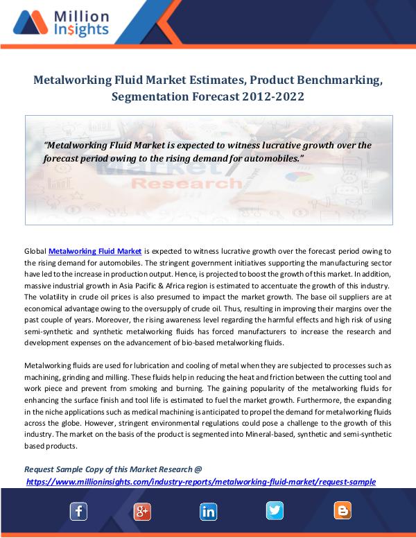 Metalworking Fluid Market Size Estimates