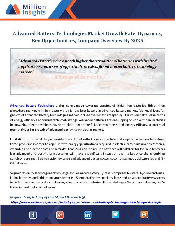 Market Revenue Advanced Battery Technologies Market Growth Rate