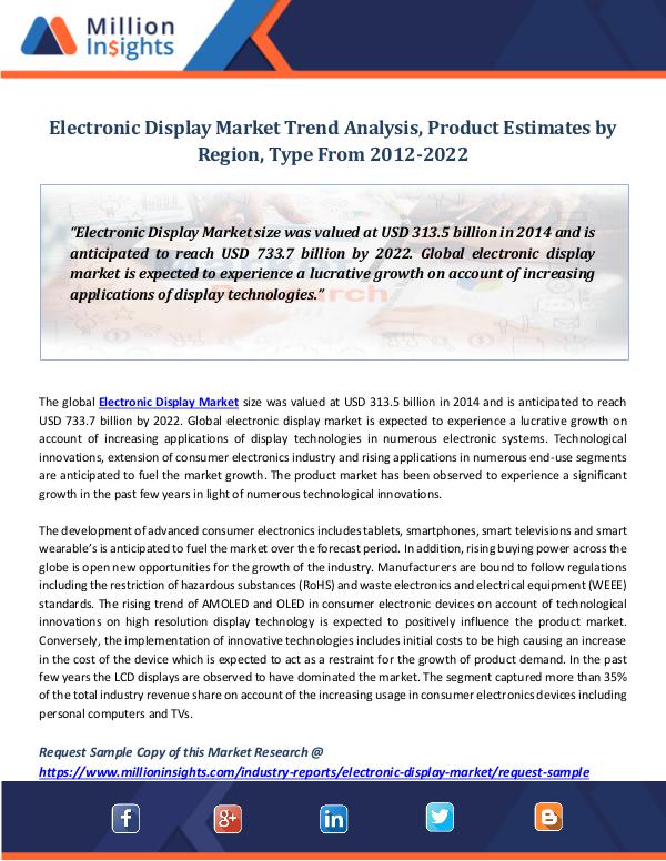 Electronic Display Market Trend Analysis, Product