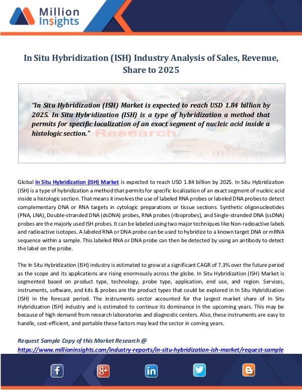 Market Revenue In Situ Hybridization (ISH) Industry Analysis