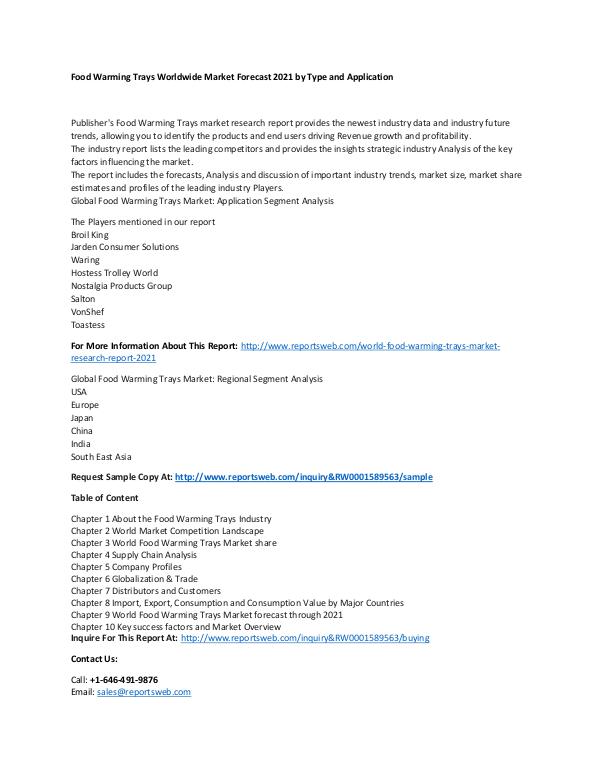 World Food Warming Trays Market Research Report 20