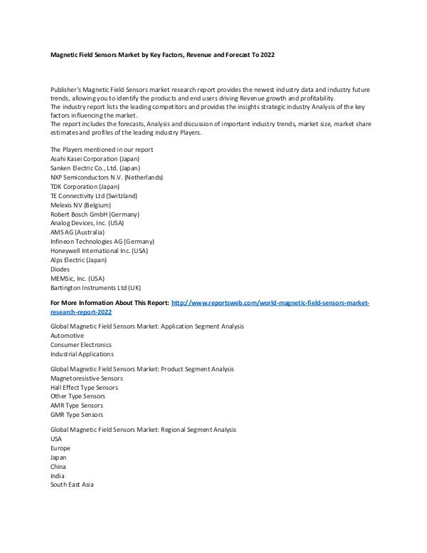 World Magnetic Field Sensors Market Research Repor
