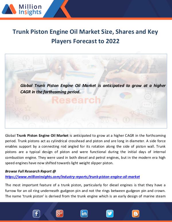 Market World Trunk Piston Engine Oil Market Size