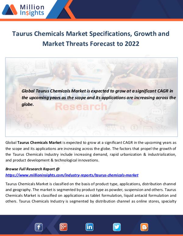 Taurus Chemicals Market Specifications