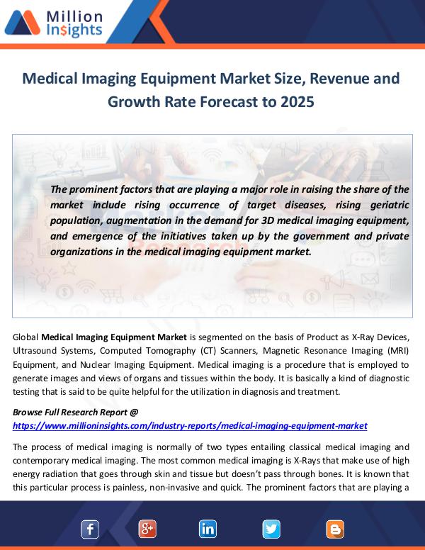 Market World Medical Imaging Equipment Market Size, Revenue and