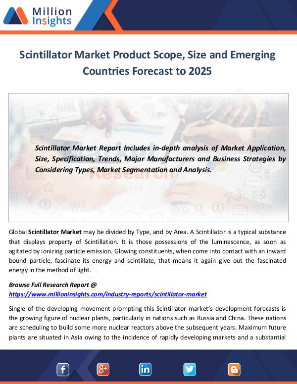 Market World Scintillator Market Product Scope, Size and Emergi