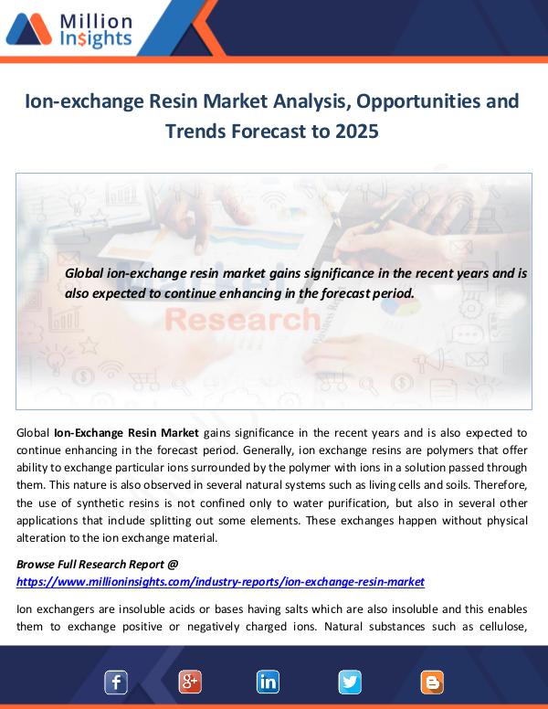 Ion-exchange Resin Market Analysis