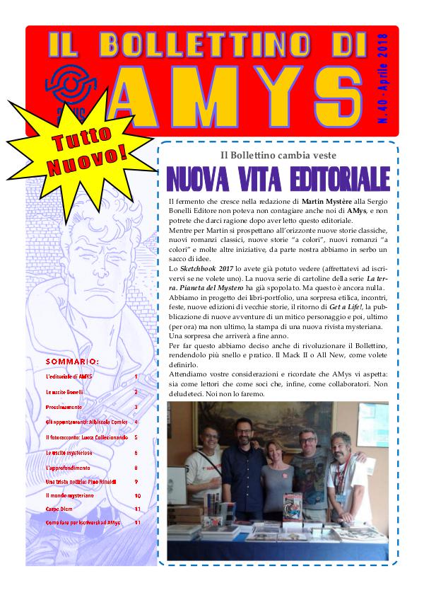 Tutti i Bollettini di AMys IL BOLLETTINO DI AMYS nr. 40-2018