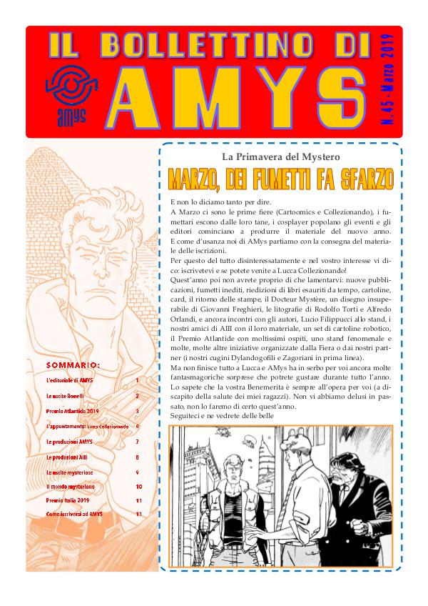 Tutti i Bollettini di AMys IL BOLLETTINO DI AMYS nr. 45-2019