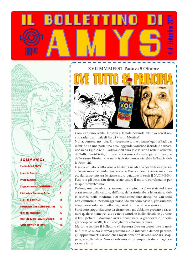 Tutti i Bollettini di AMys IL BOLLETTINO DI AMYS n. 48-2019