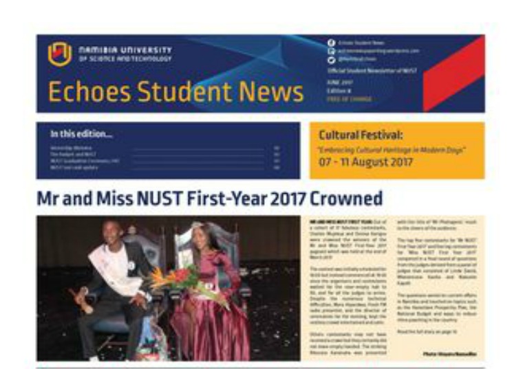 Student newspaper, Echoes June 2017