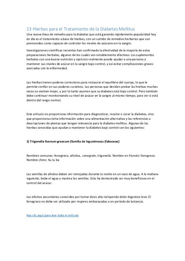 Consejos Naturales Para Controlar la Diabetes Tipo 2 — 7 Tips Sencill 13 Hierbas para el Tratamiento de la Diabetes Mell