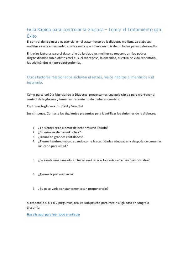 Consejos Naturales Para Controlar la Diabetes Tipo 2 — 7 Tips Sencill Guía Rápida para Controlar la Glucosa – Tomar el T