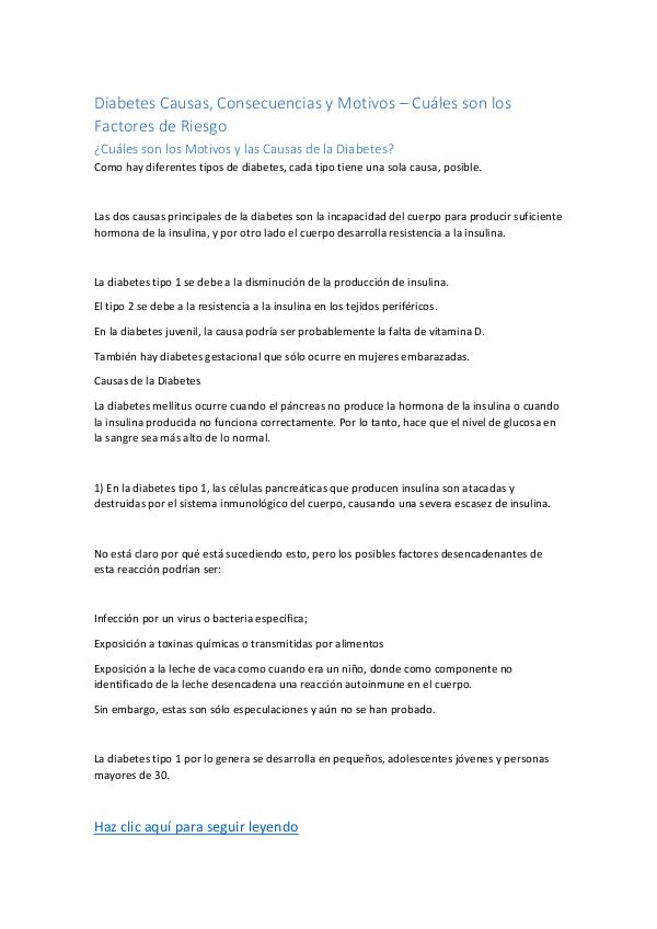 Diabetes Causas, Consecuencias y Motivos – Cuáles