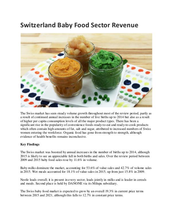 Ken Research - Switzerland Baby Food Sector Revenue