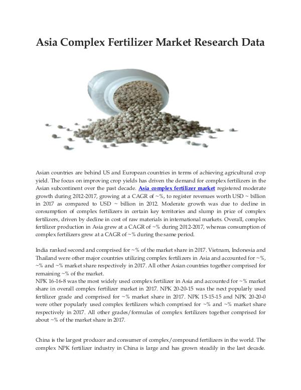 Asia Complex Fertilizer Market Research Data