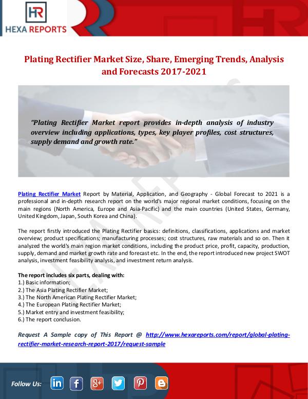 Hexa Reports Plating Rectifier Market Size, Share, Emerging Tre