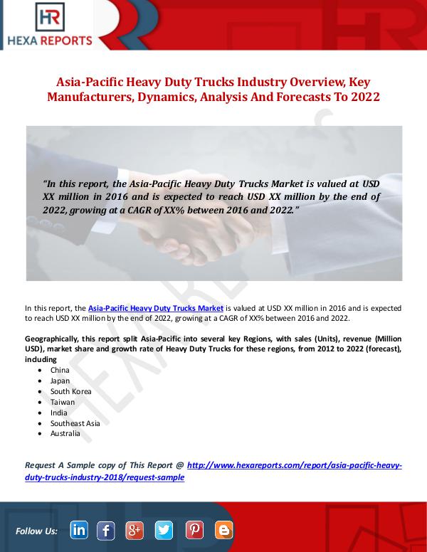 Hexa Reports Asia-Pacific Heavy Duty Trucks Industry Overview,