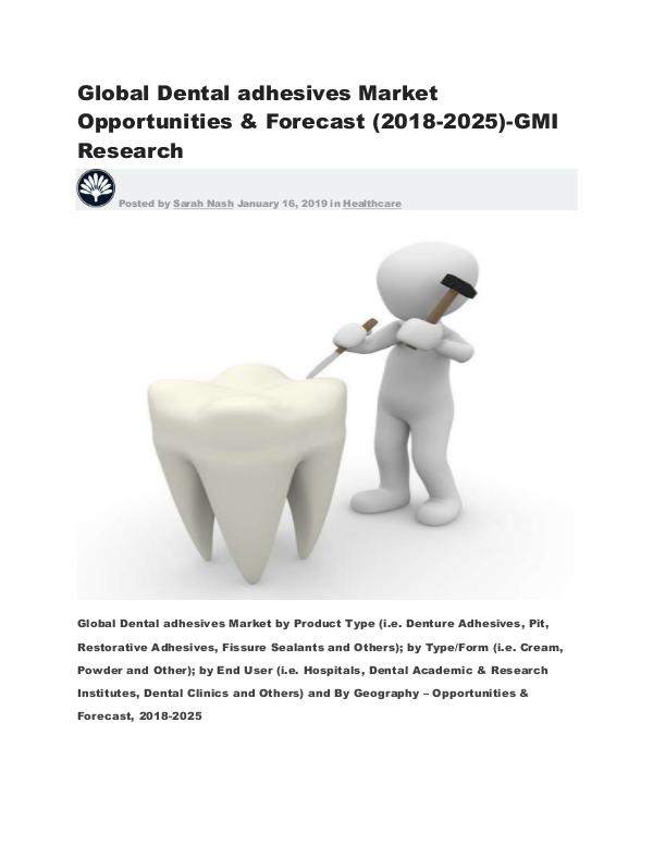 Global Dental adhesives Market Opportunities & Forecast (2018-2025)-G Global Dental adhesives Market Opportunities