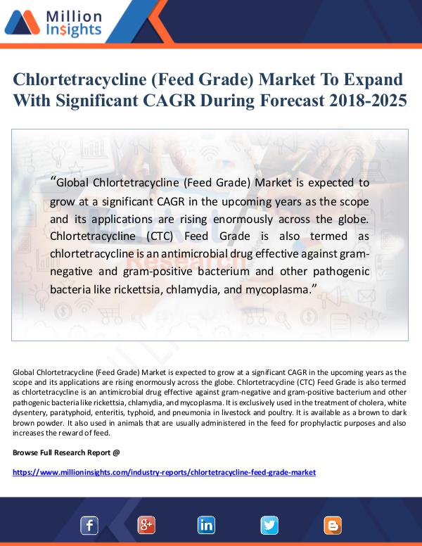 Market Giant Chlortetracycline (Feed Grade) Market To Expand Wi