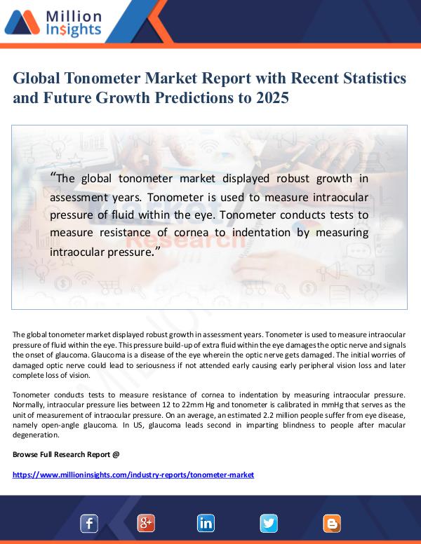 Market Giant Global Tonometer Market Report with Recent Statist