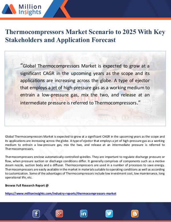 Market Giant Thermocompressors Market Scenario to 2025 With Key