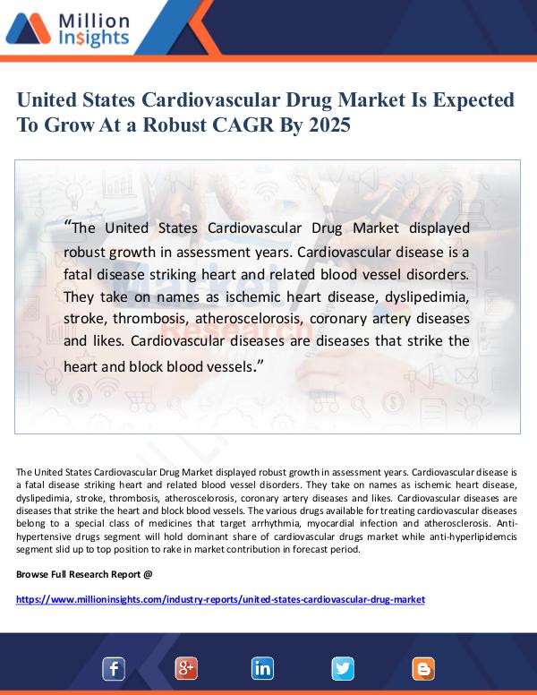 Market Giant United States Cardiovascular Drug Market Is Expect