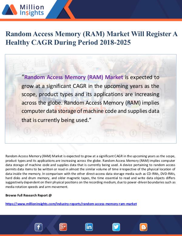 Market Giant Random Access Memory (RAM) Market Will Register A