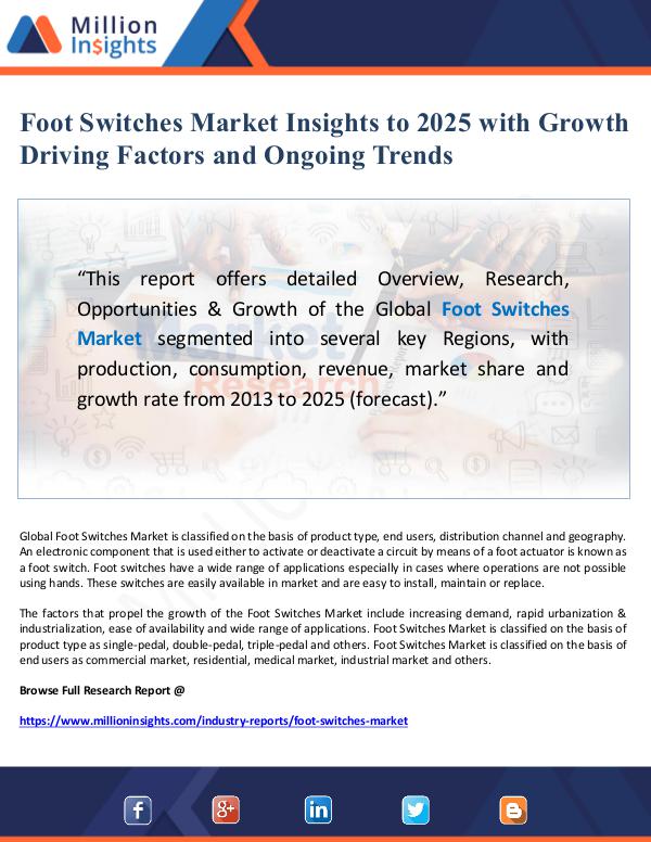 Global Research Foot Switches Market Insights to 2025 with Growth