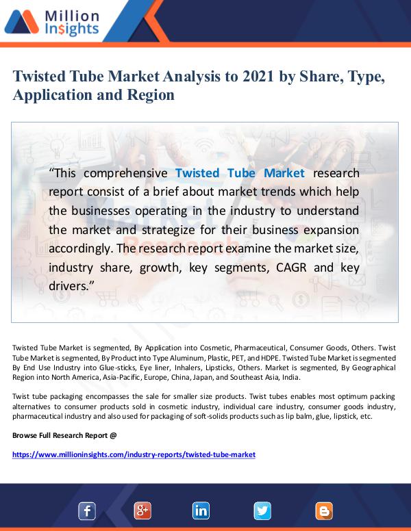 Global Research Twisted Tube Market Analysis to 2021 by Share, Typ