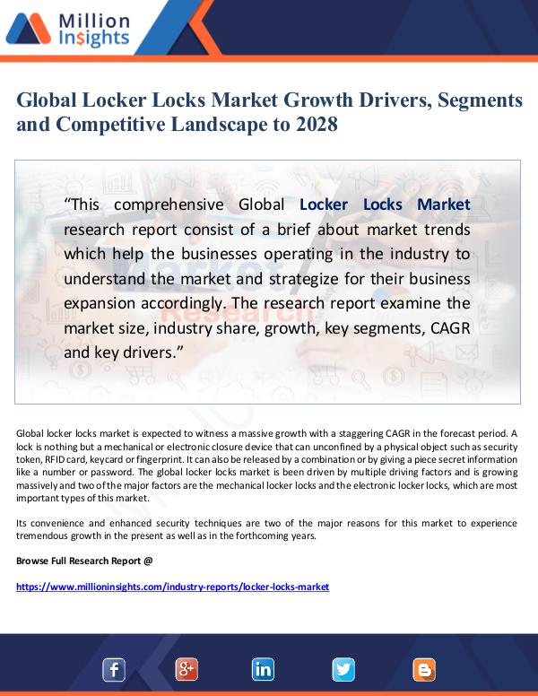 Market Giant Global Locker Locks Market Growth Drivers, Segment