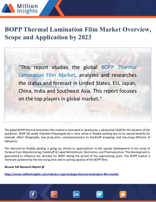 Market Giant BOPP Thermal Lamination Film Market Overview, Scop