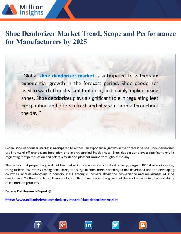 Market Giant Shoe Deodorizer Market Performance for Manufacture