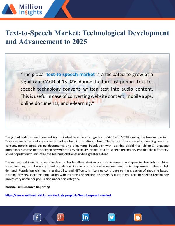 Text-to-Speech Market Technological Development  a