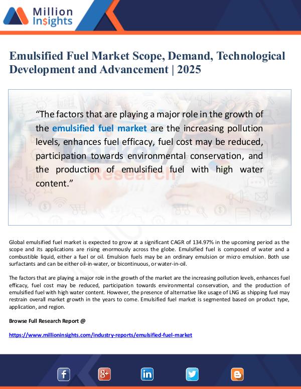 Global Research Emulsified Fuel Market 2025- Technological Develop