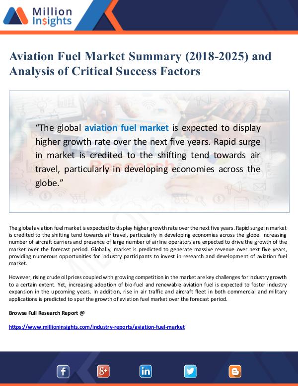 Aviation Fuel Market Summary and Outlook (2018-202