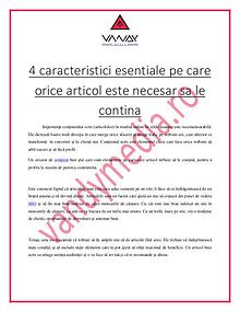 4 caracteristici esentiale necesare oriaruie articol