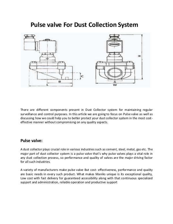 Pulse valve For Dust Collection System