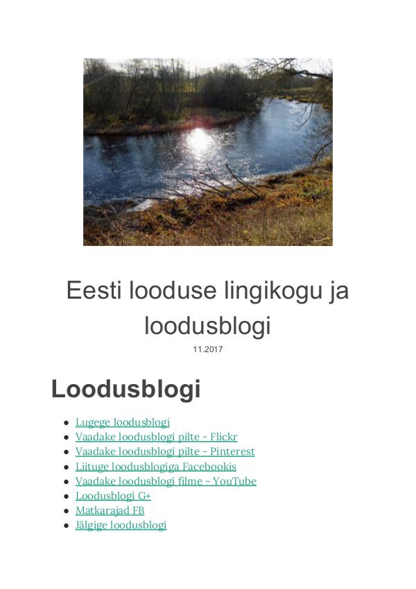 Eesti looduse lingikogu ja loodusblogi Eesti loodus+Lingikogu+Loodusblogi