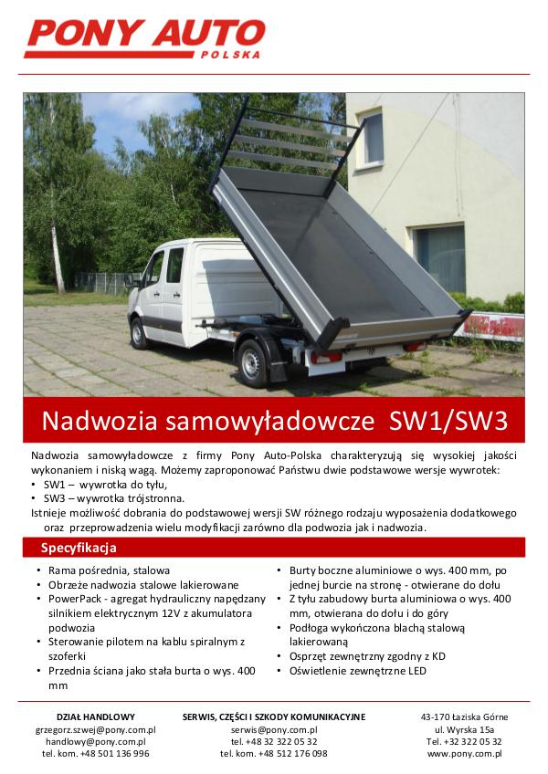 Nadwozia samowyładowcze Wywrotki SW1 oraz SW3