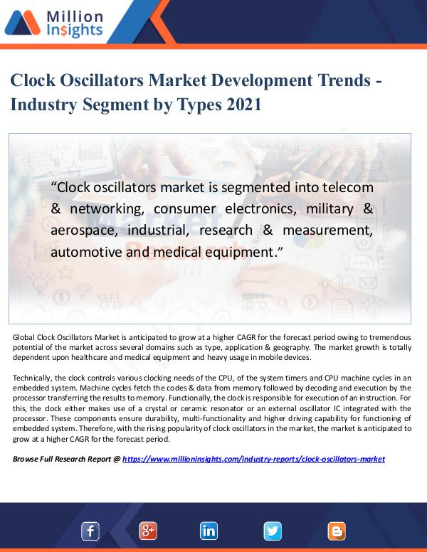 Market Updates Clock Oscillators Market Development Trends 2021