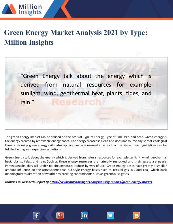 Market Updates Green Energy Market Analysis 2021 by Type