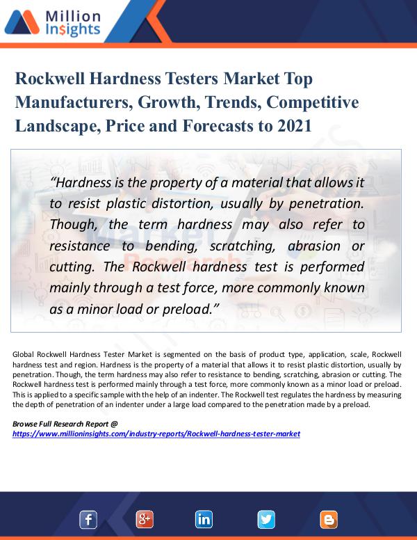 Market Updates Rockwell Hardness Testers Market Growth 2021