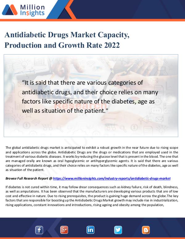 Market Updates Antidiabetic Drugs Market Capacity, Production