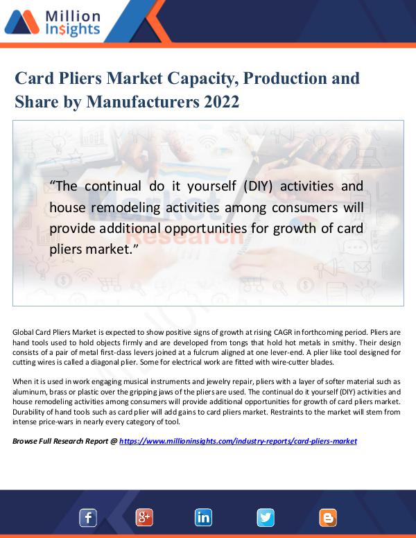 Market Updates Card Pliers Market Capacity, Production and Share