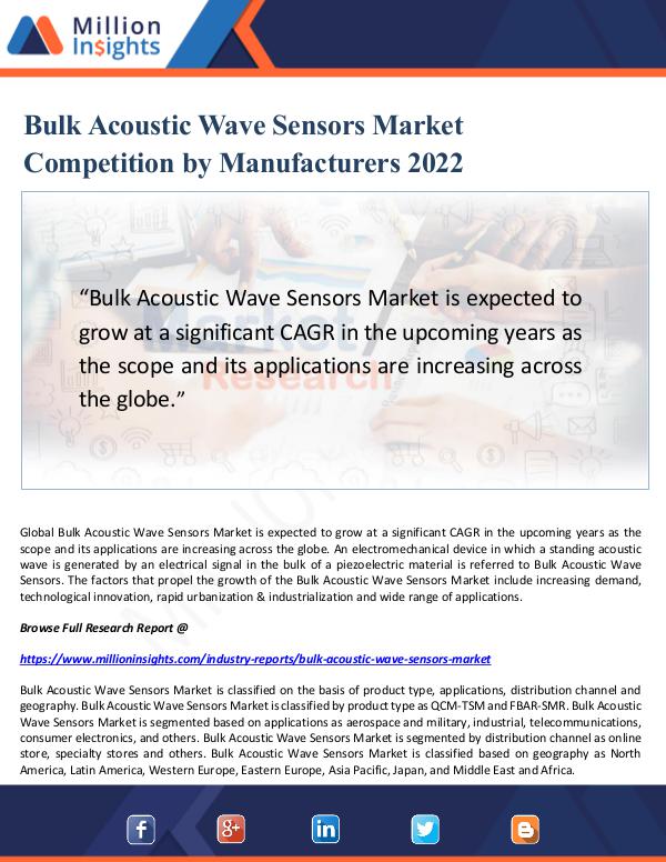 Market Updates Bulk Acoustic Wave Sensors Market Analysis