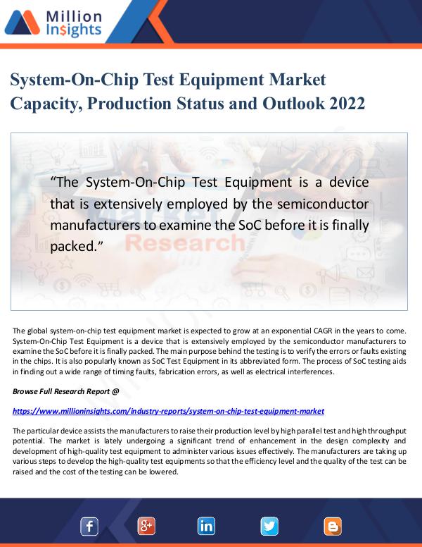 Market Updates System-On-Chip Test Equipment Market Capacity 2022